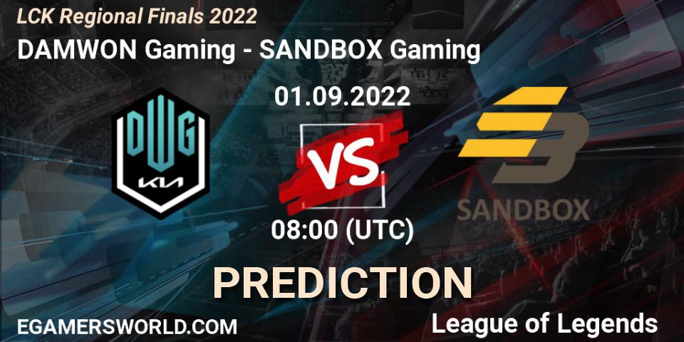 Prognoza DAMWON Gaming - SANDBOX Gaming. 01.09.22, LoL, LCK Regional Finals 2022