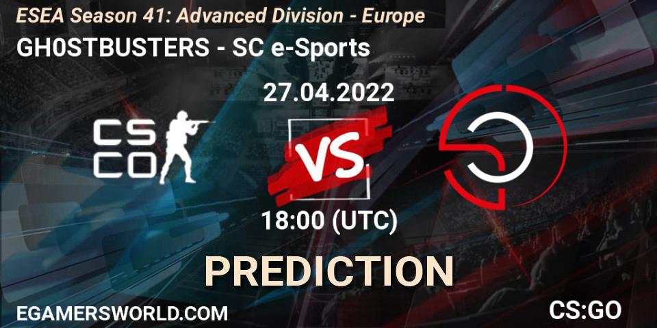 Prognoza GH0STBUSTERS - SC e-Sports. 27.04.2022 at 18:00, Counter-Strike (CS2), ESEA Season 41: Advanced Division - Europe