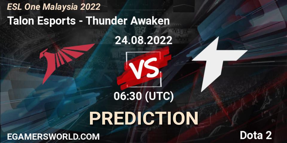 Prognoza Talon Esports - Thunder Awaken. 24.08.2022 at 06:36, Dota 2, ESL One Malaysia 2022