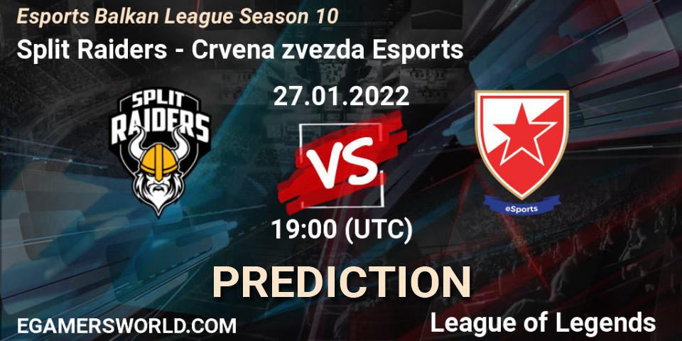 Prognoza Split Raiders - Crvena zvezda Esports. 01.02.2022 at 19:00, LoL, Esports Balkan League Season 10