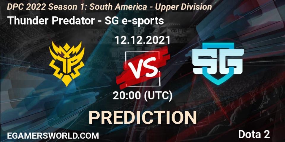 Prognoza Thunder Predator - SG e-sports. 12.12.21, Dota 2, DPC 2022 Season 1: South America - Upper Division