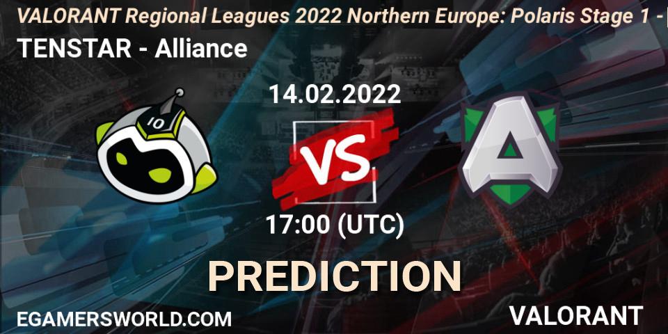 Prognoza TENSTAR - Alliance. 14.02.2022 at 17:00, VALORANT, VALORANT Regional Leagues 2022 Northern Europe: Polaris Stage 1 - Regular Season
