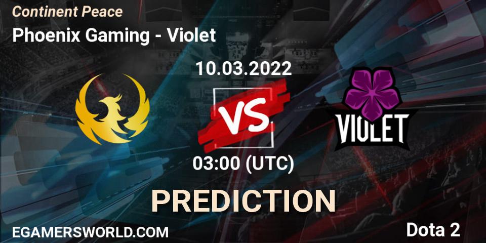 Prognoza Phoenix Gaming - Violet. 10.03.2022 at 04:16, Dota 2, Continent Peace