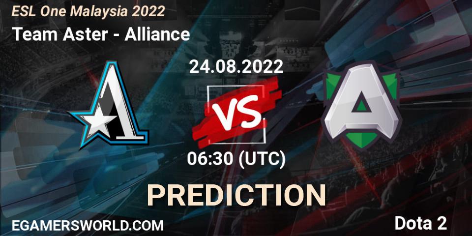 Prognoza Team Aster - Alliance. 24.08.2022 at 06:35, Dota 2, ESL One Malaysia 2022