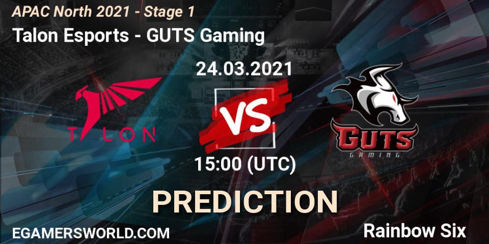 Prognoza Talon Esports - GUTS Gaming. 24.03.2021 at 15:00, Rainbow Six, APAC North 2021 - Stage 1