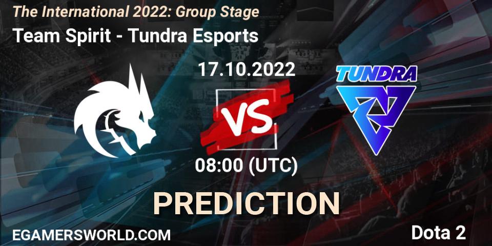 Prognoza Team Spirit - Tundra Esports. 17.10.22, Dota 2, The International 2022: Group Stage