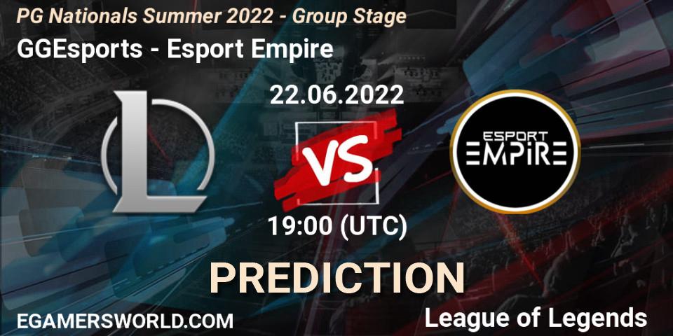 Prognoza GGEsports - Esport Empire. 22.06.2022 at 19:15, LoL, PG Nationals Summer 2022 - Group Stage