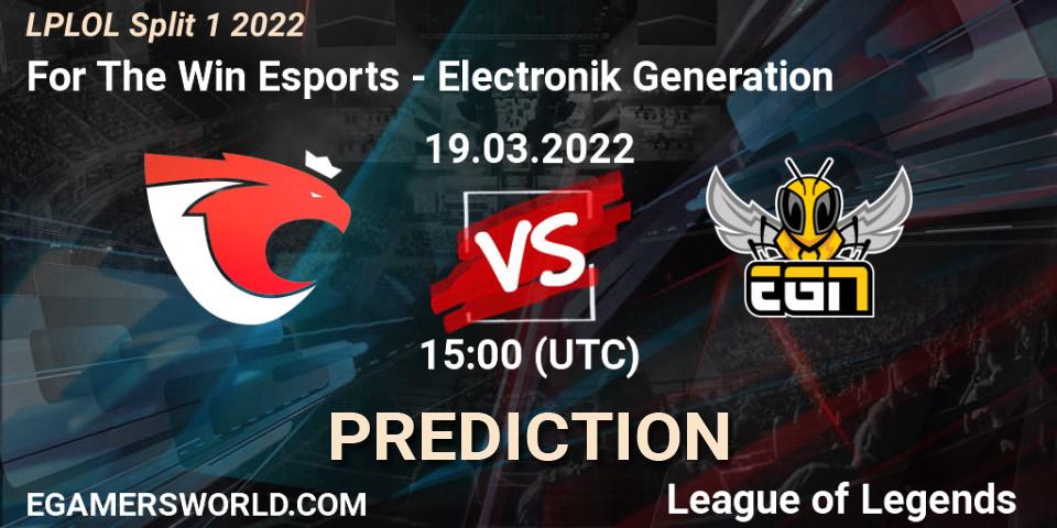 Prognoza For The Win Esports - Electronik Generation. 19.03.2022 at 15:00, LoL, LPLOL Split 1 2022