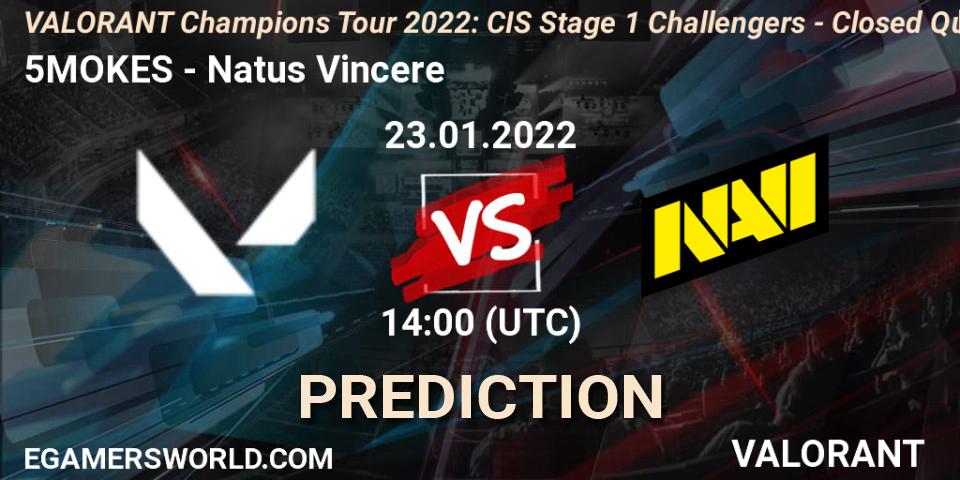 Prognoza 5MOKES - Natus Vincere. 23.01.2022 at 14:00, VALORANT, VCT 2022: CIS Stage 1 Challengers - Closed Qualifier 2