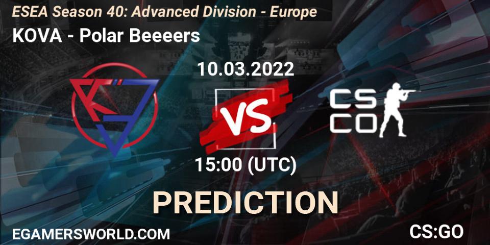 Prognoza KOVA - Polar Beeeers. 10.03.2022 at 15:00, Counter-Strike (CS2), ESEA Season 40: Advanced Division - Europe