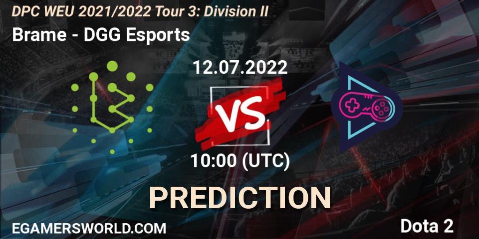 Prognoza Brame - DGG Esports. 12.07.2022 at 09:55, Dota 2, DPC WEU 2021/2022 Tour 3: Division II