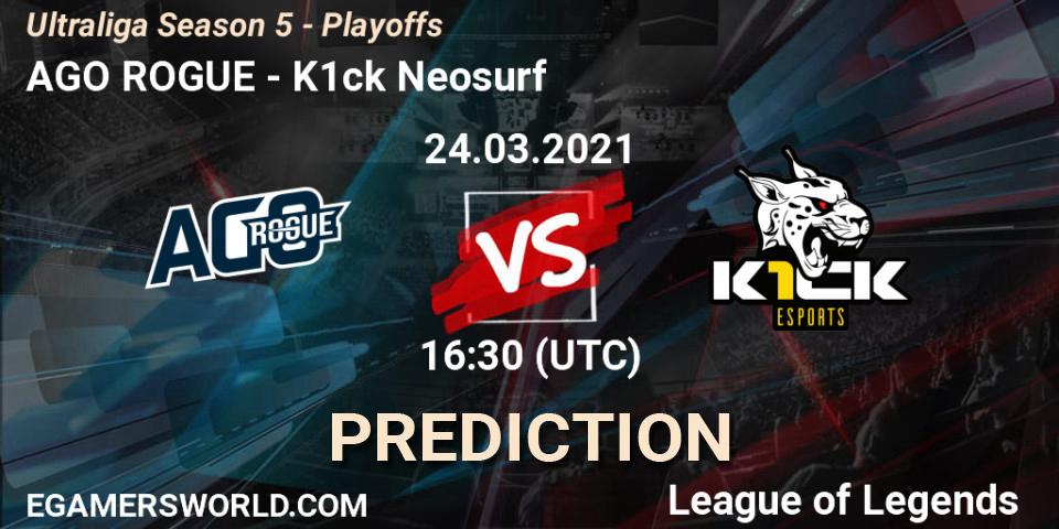 Prognoza AGO ROGUE - K1ck Neosurf. 24.03.2021 at 16:30, LoL, Ultraliga Season 5 - Playoffs