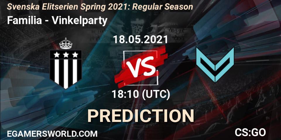 Prognoza Familia - Vinkelparty. 18.05.2021 at 18:10, Counter-Strike (CS2), Svenska Elitserien Spring 2021: Regular Season