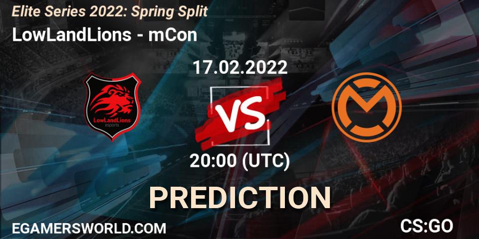 Prognoza LowLandLions - mCon. 17.02.2022 at 20:00, Counter-Strike (CS2), Elite Series 2022: Spring Split
