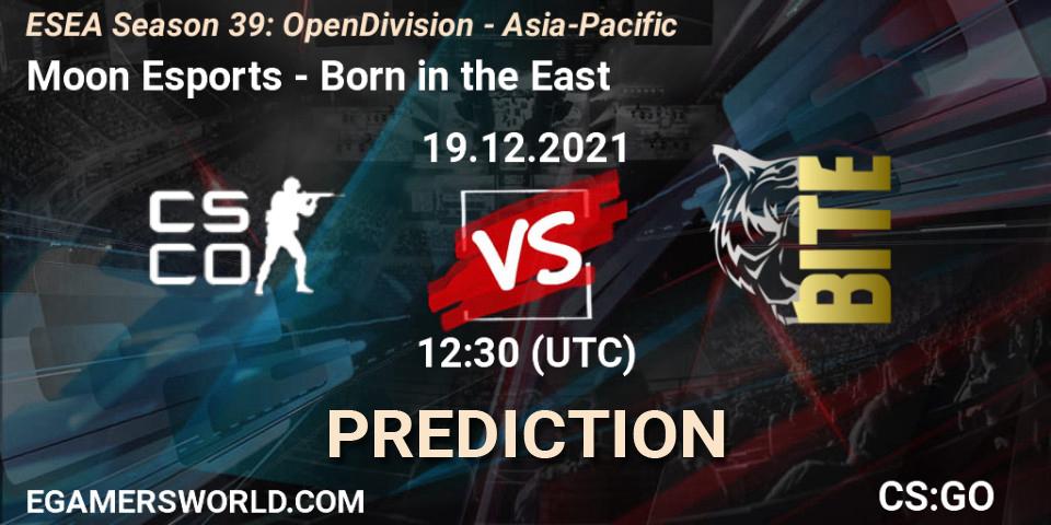 Prognoza Moon Esports - Born in the East. 19.12.2021 at 12:30, Counter-Strike (CS2), ESEA Season 39: Open Division - Asia-Pacific
