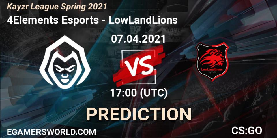 Prognoza 4Elements Esports - LowLandLions. 07.04.2021 at 17:00, Counter-Strike (CS2), Kayzr League Spring 2021