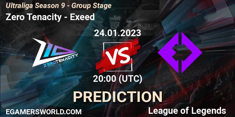 Prognoza Zero Tenacity - Exeed. 24.01.2023 at 20:30, LoL, Ultraliga Season 9 - Group Stage