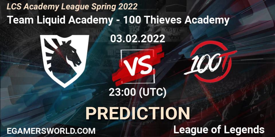 Prognoza Team Liquid Academy - 100 Thieves Academy. 03.02.2022 at 23:00, LoL, LCS Academy League Spring 2022