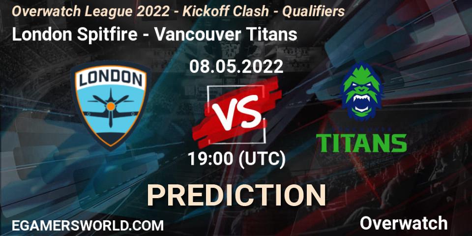 Prognoza London Spitfire - Vancouver Titans. 08.05.2022 at 19:00, Overwatch, Overwatch League 2022 - Kickoff Clash - Qualifiers