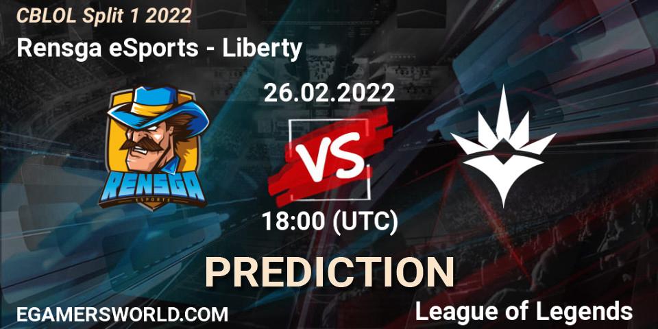 Prognoza Rensga eSports - Liberty. 26.02.2022 at 18:10, LoL, CBLOL Split 1 2022