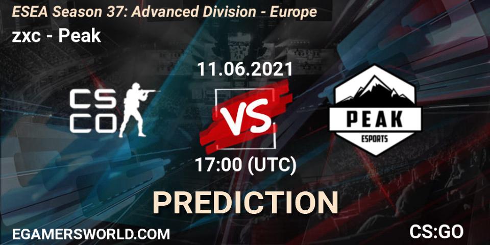 Prognoza zxc - Peak. 11.06.2021 at 17:00, Counter-Strike (CS2), ESEA Season 37: Advanced Division - Europe