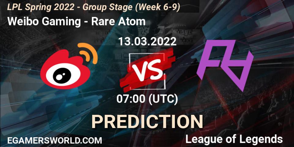 Prognoza Weibo Gaming - Rare Atom. 13.03.2022 at 07:00, LoL, LPL Spring 2022 - Group Stage (Week 6-9)