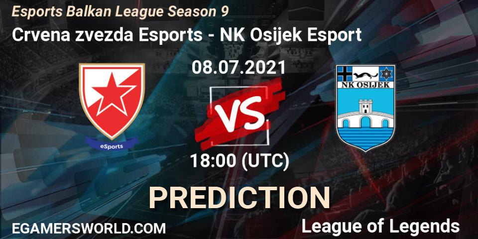 Prognoza Crvena zvezda Esports - NK Osijek Esport. 08.07.2021 at 18:00, LoL, Esports Balkan League Season 9