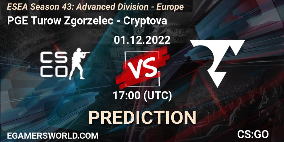 Prognoza PGE Turow Zgorzelec - Cryptova. 01.12.22, CS2 (CS:GO), ESEA Season 43: Advanced Division - Europe