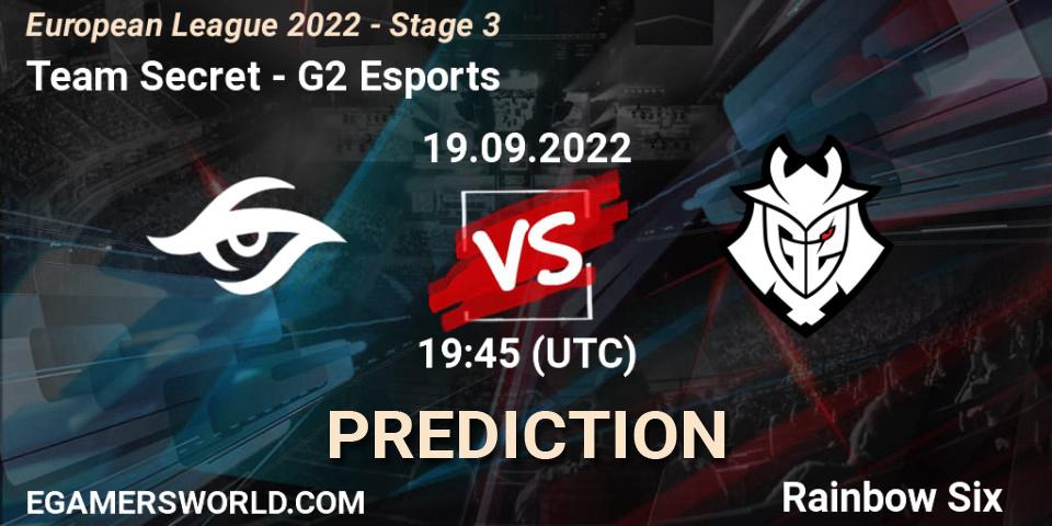 Prognoza Team Secret - G2 Esports. 19.09.22, Rainbow Six, European League 2022 - Stage 3