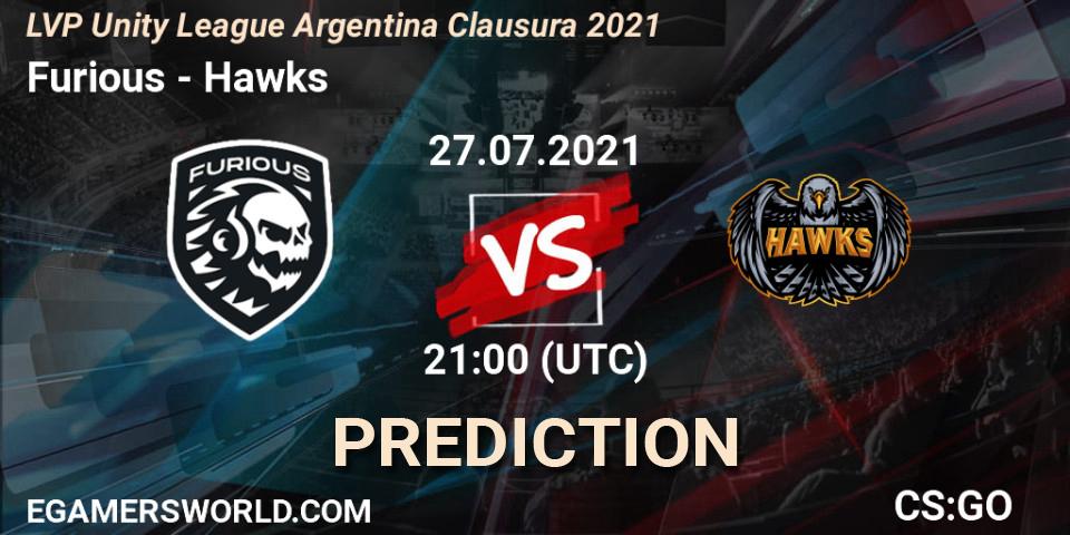 Prognoza Furious - Hawks. 27.07.21, CS2 (CS:GO), LVP Unity League Argentina Clausura 2021