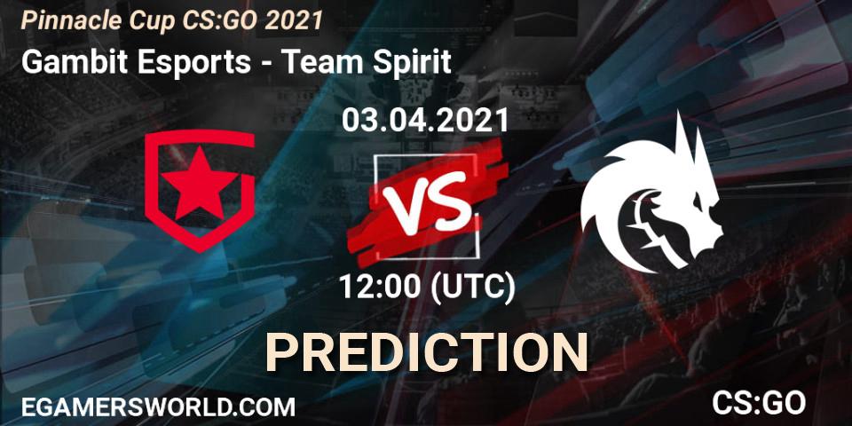 Prognoza Gambit Esports - Team Spirit. 03.04.2021 at 08:00, Counter-Strike (CS2), Pinnacle Cup #1