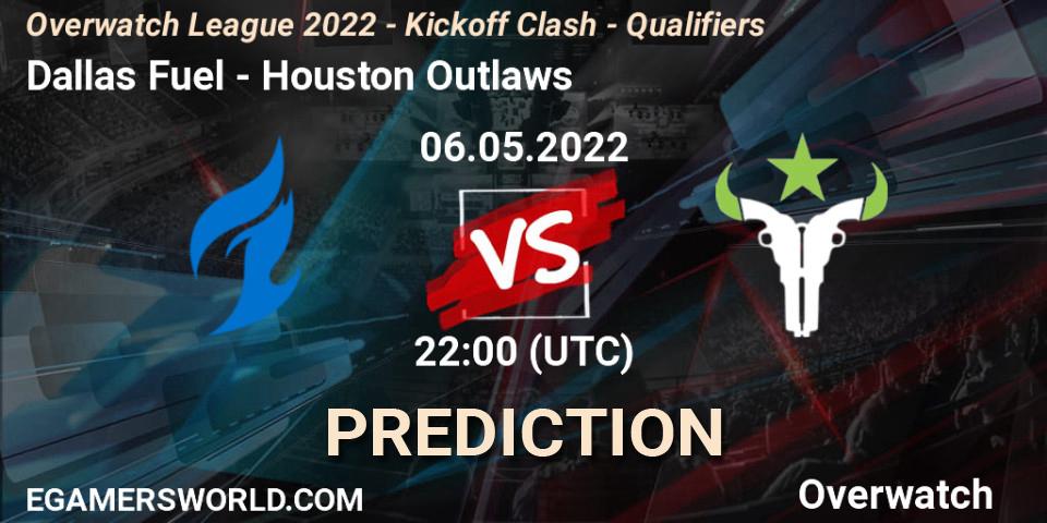 Prognoza Dallas Fuel - Houston Outlaws. 07.05.22, Overwatch, Overwatch League 2022 - Kickoff Clash - Qualifiers