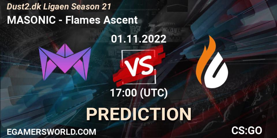 Prognoza MASONIC - Flames Ascent. 09.11.2022 at 17:00, Counter-Strike (CS2), Dust2.dk Ligaen Season 21