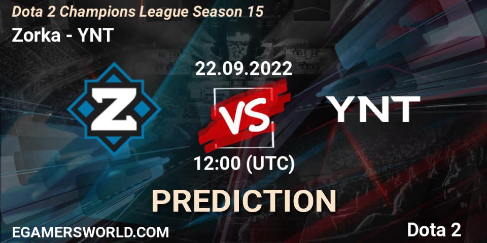 Prognoza Zorka - YNT. 22.09.2022 at 12:04, Dota 2, Dota 2 Champions League Season 15