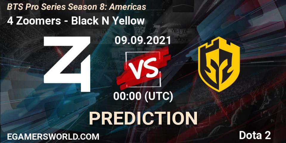 Prognoza 4 Zoomers - Black N Yellow. 09.09.2021 at 01:39, Dota 2, BTS Pro Series Season 8: Americas