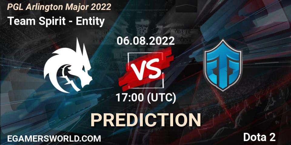 Prognoza Team Spirit - Entity. 06.08.2022 at 17:23, Dota 2, PGL Arlington Major 2022 - Group Stage