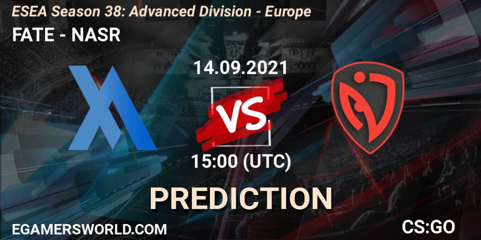 Prognoza FATE - NASR. 14.09.2021 at 15:00, Counter-Strike (CS2), ESEA Season 38: Advanced Division - Europe