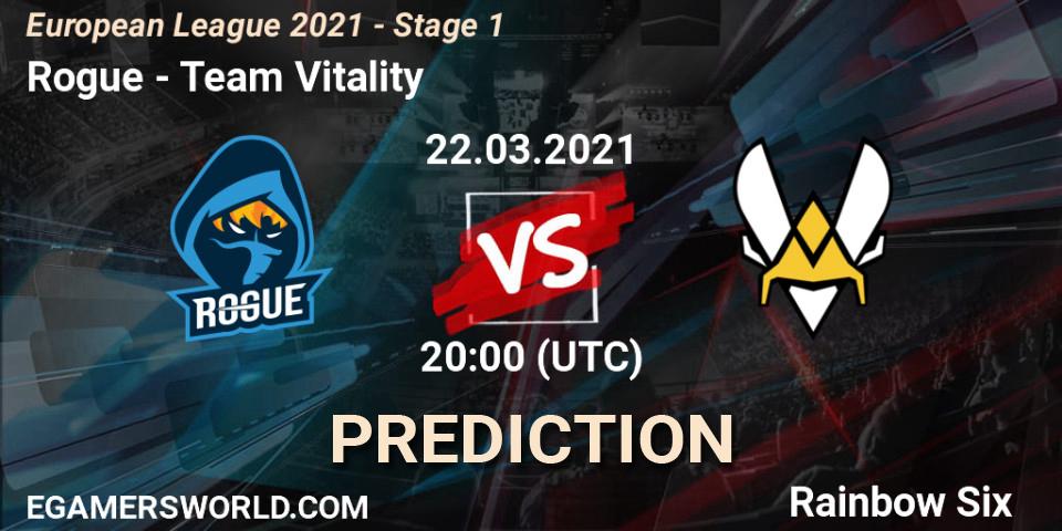 Prognoza Rogue - Team Vitality. 22.03.2021 at 20:45, Rainbow Six, European League 2021 - Stage 1