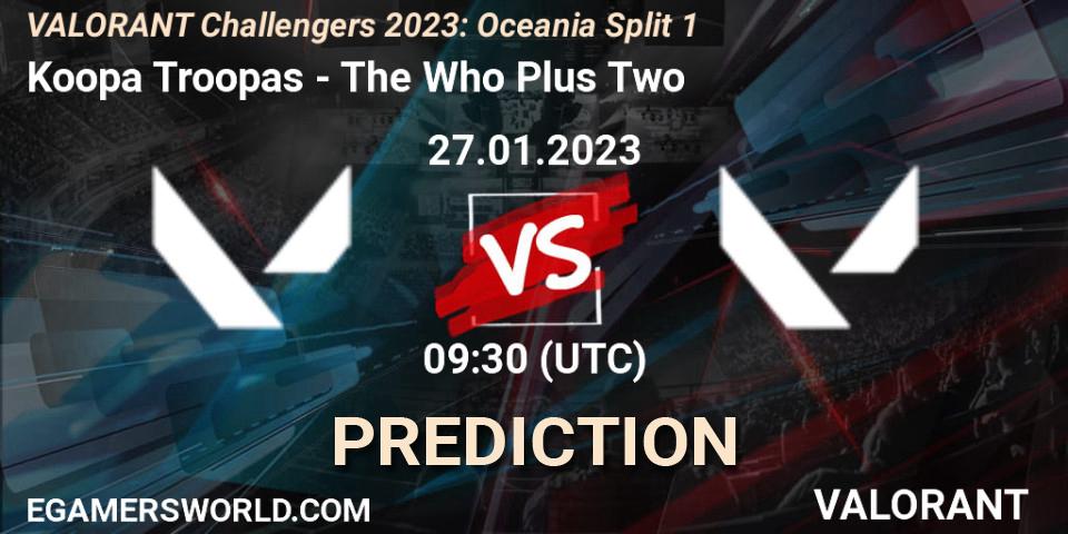 Prognoza Koopa Troopas - The Who Plus Two. 27.01.2023 at 09:30, VALORANT, VALORANT Challengers 2023: Oceania Split 1