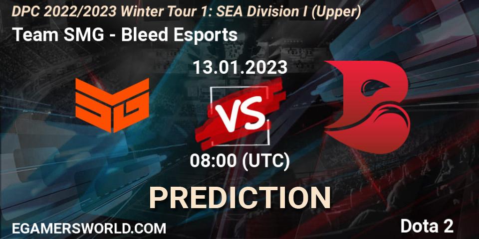 Prognoza Team SMG - Bleed Esports. 13.01.23, Dota 2, DPC 2022/2023 Winter Tour 1: SEA Division I (Upper)