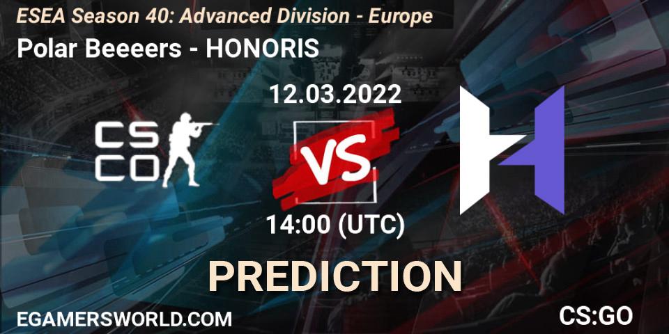 Prognoza Polar Beeeers - HONORIS. 12.03.2022 at 14:00, Counter-Strike (CS2), ESEA Season 40: Advanced Division - Europe