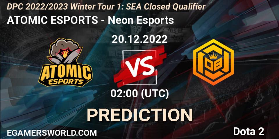 Prognoza ATOMIC ESPORTS - Neon Esports. 20.12.2022 at 02:00, Dota 2, DPC 2022/2023 Winter Tour 1: SEA Closed Qualifier