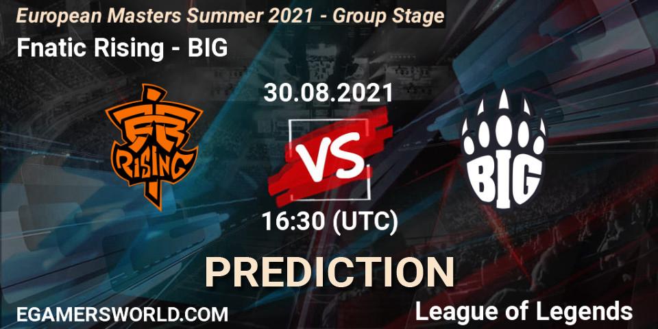 Prognoza Fnatic Rising - BIG. 30.08.21, LoL, European Masters Summer 2021 - Group Stage