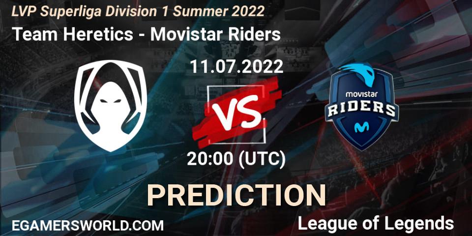 Prognoza Team Heretics - Movistar Riders. 11.07.2022 at 20:00, LoL, LVP Superliga Division 1 Summer 2022
