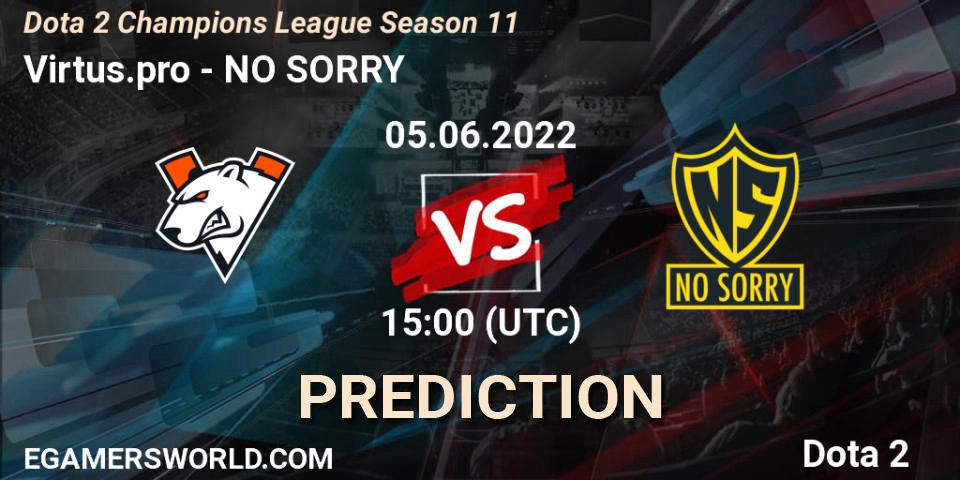 Prognoza Virtus.pro - NO SORRY. 05.06.2022 at 15:00, Dota 2, Dota 2 Champions League Season 11