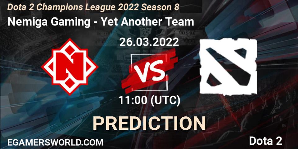 Prognoza Nemiga Gaming - Yet Another Team. 26.03.2022 at 11:00, Dota 2, Dota 2 Champions League 2022 Season 8