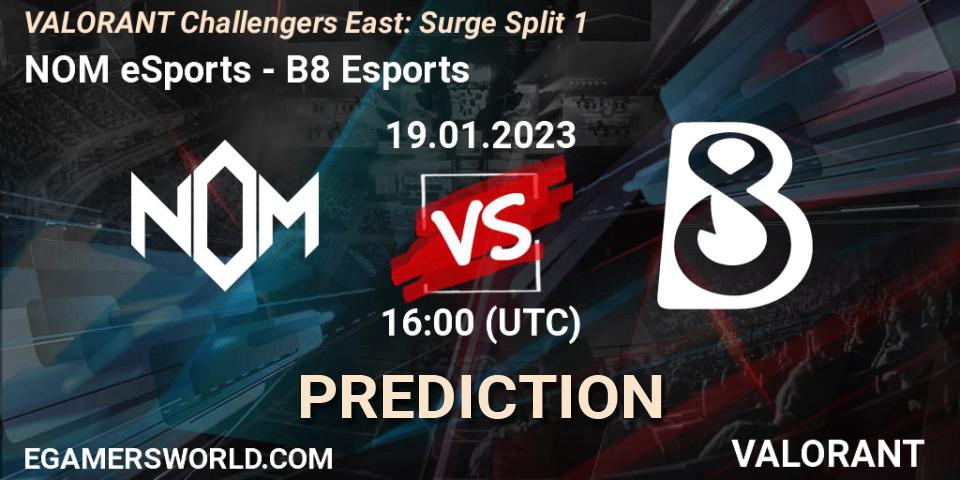 Prognoza NOM eSports - B8 Esports. 19.01.23, VALORANT, VALORANT Challengers 2023 East: Surge Split 1