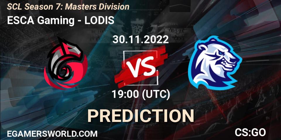 Prognoza ESCA Gaming - LODIS. 05.12.22, CS2 (CS:GO), SCL Season 7: Masters Division