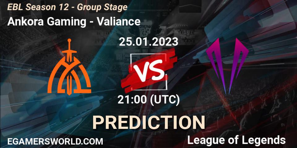Prognoza Ankora Gaming - Valiance. 25.01.2023 at 21:00, LoL, EBL Season 12 - Group Stage