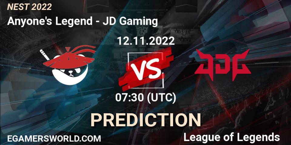 Prognoza Anyone's Legend - JD Gaming. 12.11.2022 at 08:00, LoL, NEST 2022